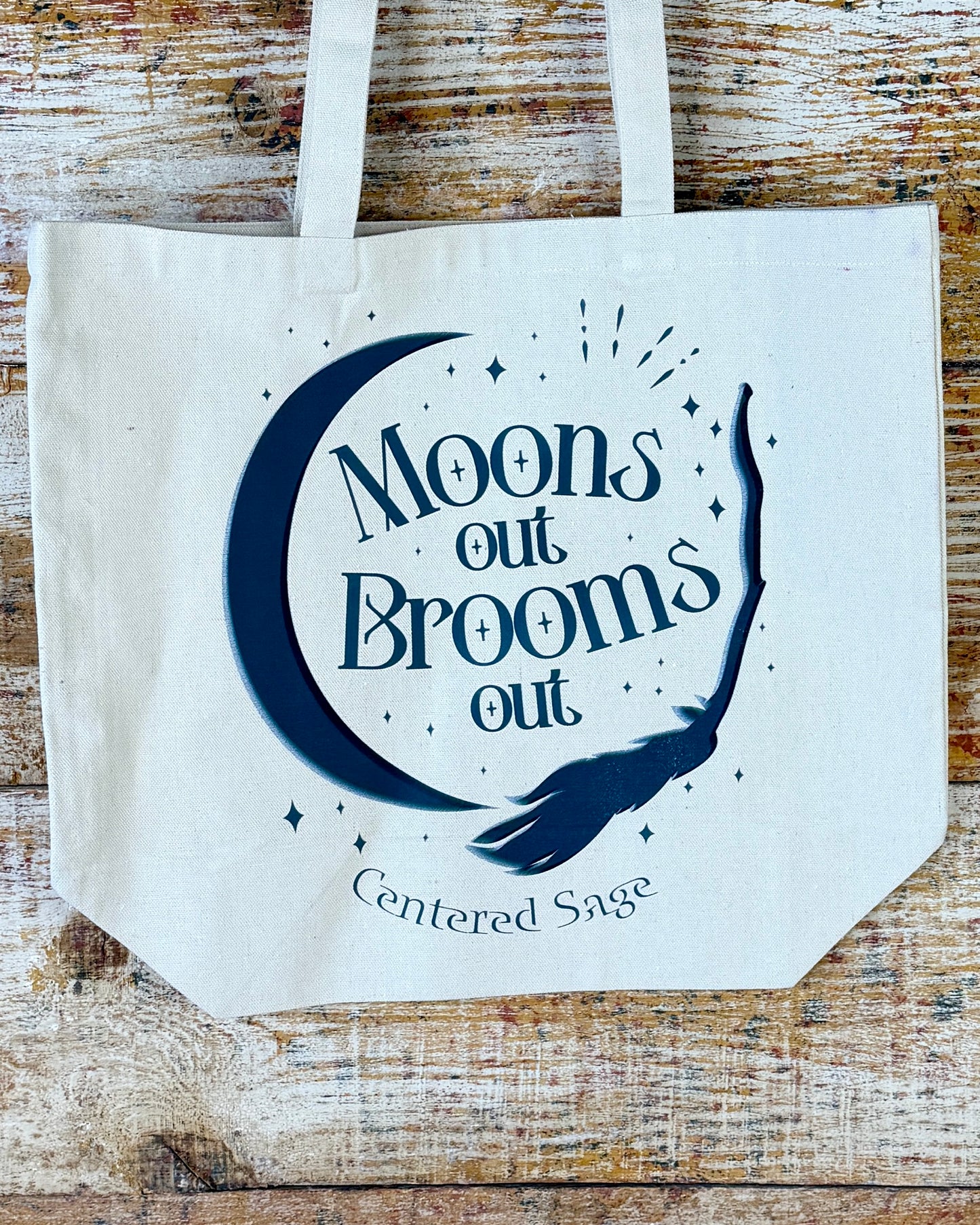 Moons Out, Brooms Out Canvas Tote Bag