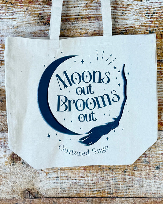 Moons Out, Brooms Out Canvas Tote Bag