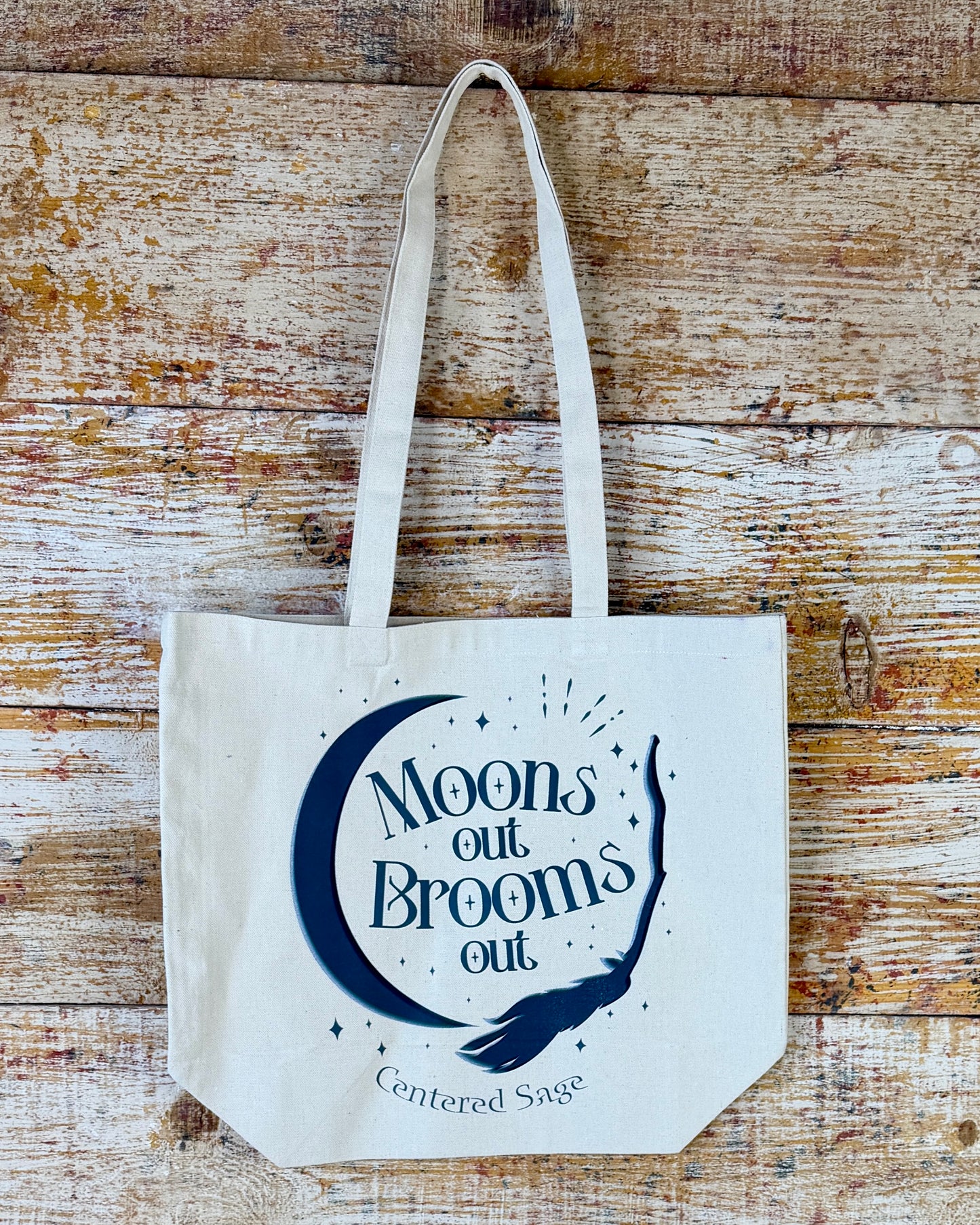 Moons Out, Brooms Out Canvas Tote Bag